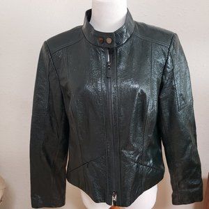 leather jacket- Dark green